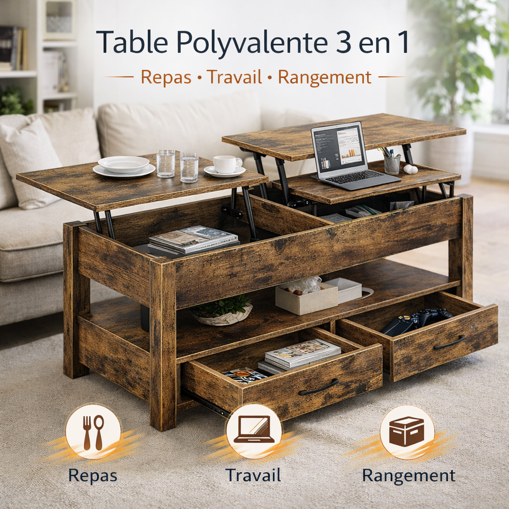 Pilou - Table basse convertible